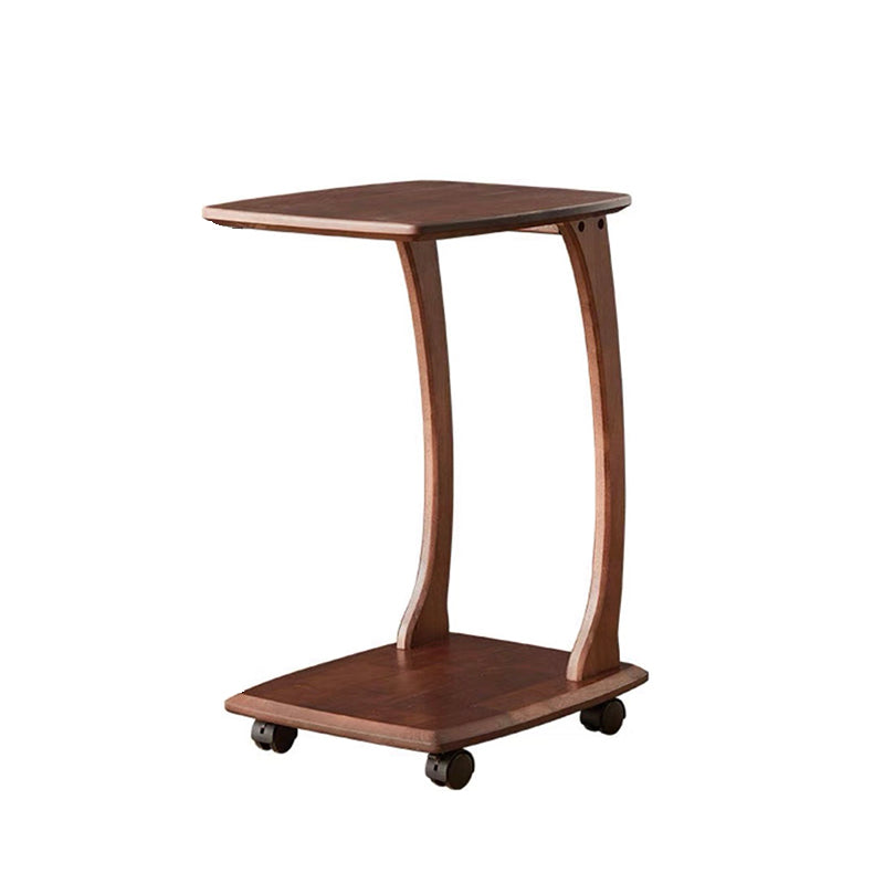 Nordic Style Cocktail Table Walnut/white/wood Rubber Wood Rectangular Coffee Table Walnut 25"H x 17.72"L x 16"W Wheel Clearhalo 'Coffee & Accent Tables' 'Coffee Tables' 'coffee_tables' 'Furniture' 'furniture_coffee_tables' 'Living Room Furniture' 5040134