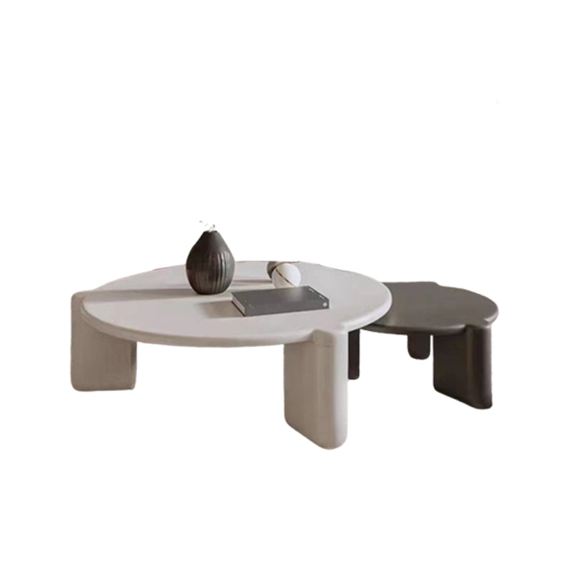 White Goose/black Oak Round Coffee Table with 3 legs Base Cocktail Table Clearhalo 'Coffee & Accent Tables' 'Coffee Tables' 'coffee_tables' 'furn' 'furn_coffee_tables' 'Furniture' 'furniture_coffee_tables' 'Living Room Furniture' 5040171