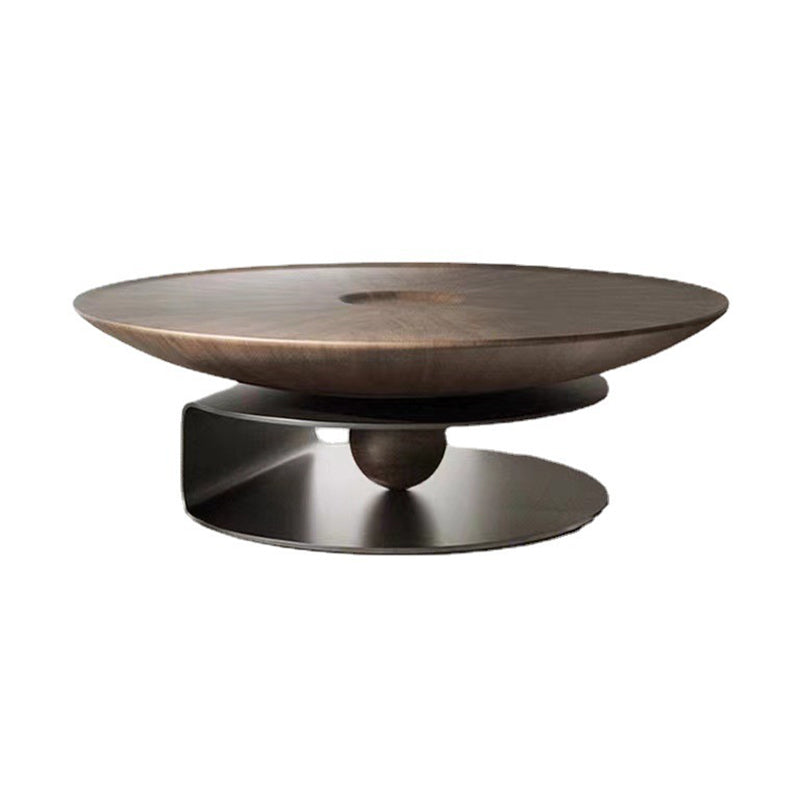 Nordic Style Cocktail Table Walnut/black Wood Round Coffee Table Clearhalo 'Coffee & Accent Tables' 'Coffee Tables' 'coffee_tables' 'furn' 'furn_coffee_tables' 'Furniture' 'furniture_coffee_tables' 'Living Room Furniture' 5040185