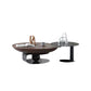 Nordic Style Cocktail Table Walnut/black Wood Round Coffee Table 39"L x 39"W x 14"H + 26"L x 26"W x 16"H Black Clearhalo 'Coffee & Accent Tables' 'Coffee Tables' 'coffee_tables' 'furn' 'furn_coffee_tables' 'Furniture' 'furniture_coffee_tables' 'Living Room Furniture' 5040187