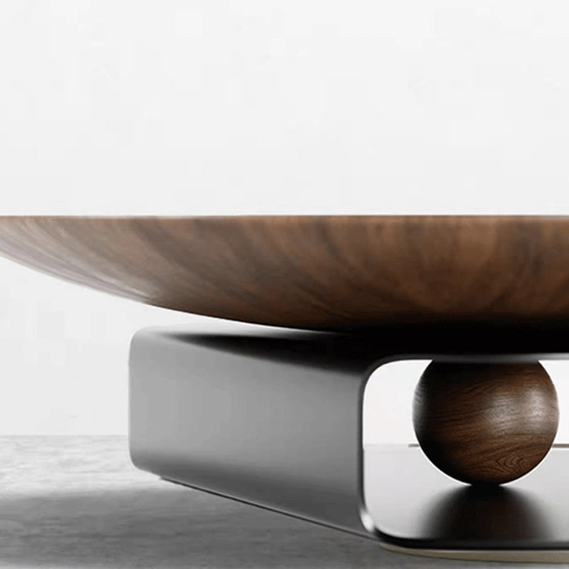 Nordic Style Cocktail Table Walnut/black Wood Round Coffee Table Clearhalo 'Coffee & Accent Tables' 'Coffee Tables' 'coffee_tables' 'furn' 'furn_coffee_tables' 'Furniture' 'furniture_coffee_tables' 'Living Room Furniture' 5040188