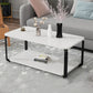 Modern Metal 4 Legs Cocktail Table with Shelf Rectangle Coffee Table Black White Clearhalo 'Coffee & Accent Tables' 'Coffee Tables' 'coffee_tables' 'furn' 'furn_coffee_tables' 'Furniture' 'furniture_coffee_tables' 'Living Room Furniture' 5040201