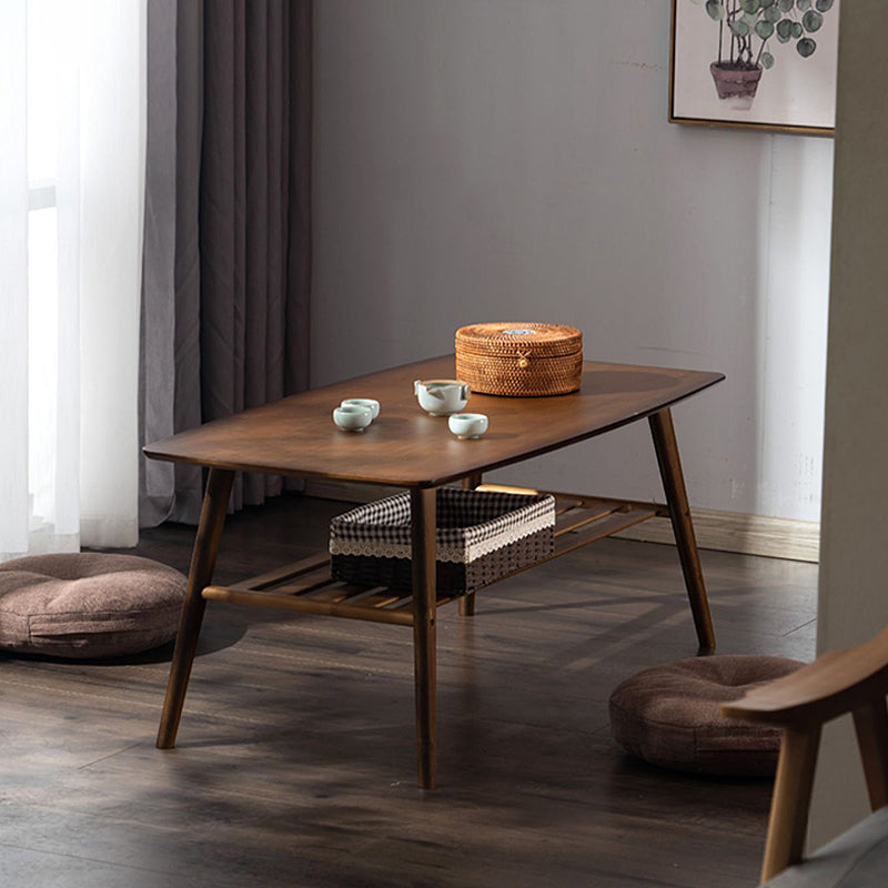 4 Legs 1 Single Coffee Table with Wood Accents Modern Rectangular Cocktail Table Walnut Clearhalo 'Coffee & Accent Tables' 'Coffee Tables' 'coffee_tables' 'furn' 'furn_coffee_tables' 'Furniture' 'furniture_coffee_tables' 'Living Room Furniture' 5040222