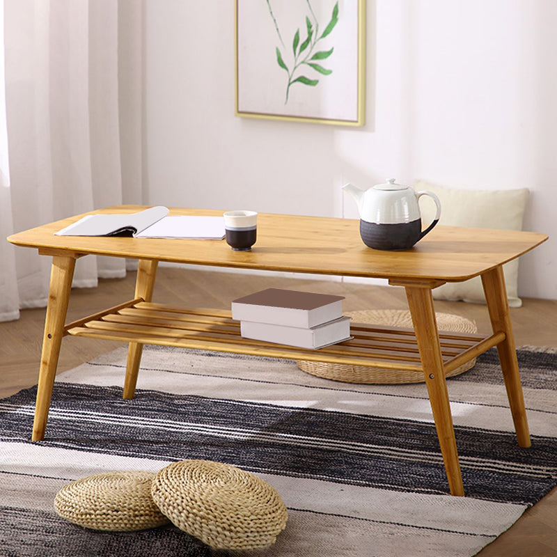 4 Legs 1 Single Coffee Table with Wood Accents Modern Rectangular Cocktail Table Natural Clearhalo 'Coffee & Accent Tables' 'Coffee Tables' 'coffee_tables' 'furn' 'furn_coffee_tables' 'Furniture' 'furniture_coffee_tables' 'Living Room Furniture' 5040230