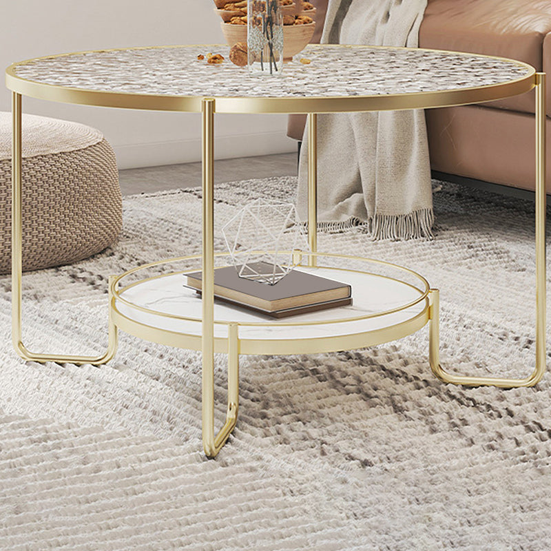 Modern 1 Single Frame Coffee Table Round Cocktail Table with Storage Clearhalo 'Coffee & Accent Tables' 'Coffee Tables' 'coffee_tables' 'furn' 'furn_coffee_tables' 'Furniture' 'furniture_coffee_tables' 'Living Room Furniture' 5040244