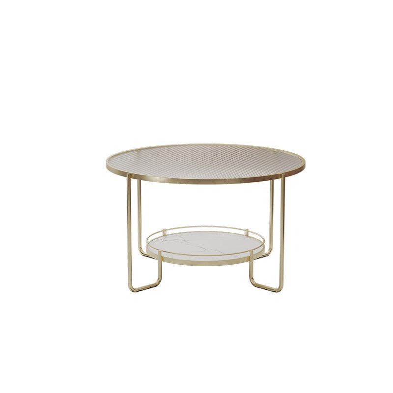 Modern 1 Single Frame Coffee Table Round Cocktail Table with Storage Gold Clear Clearhalo 'Coffee & Accent Tables' 'Coffee Tables' 'coffee_tables' 'furn' 'furn_coffee_tables' 'Furniture' 'furniture_coffee_tables' 'Living Room Furniture' 5040247