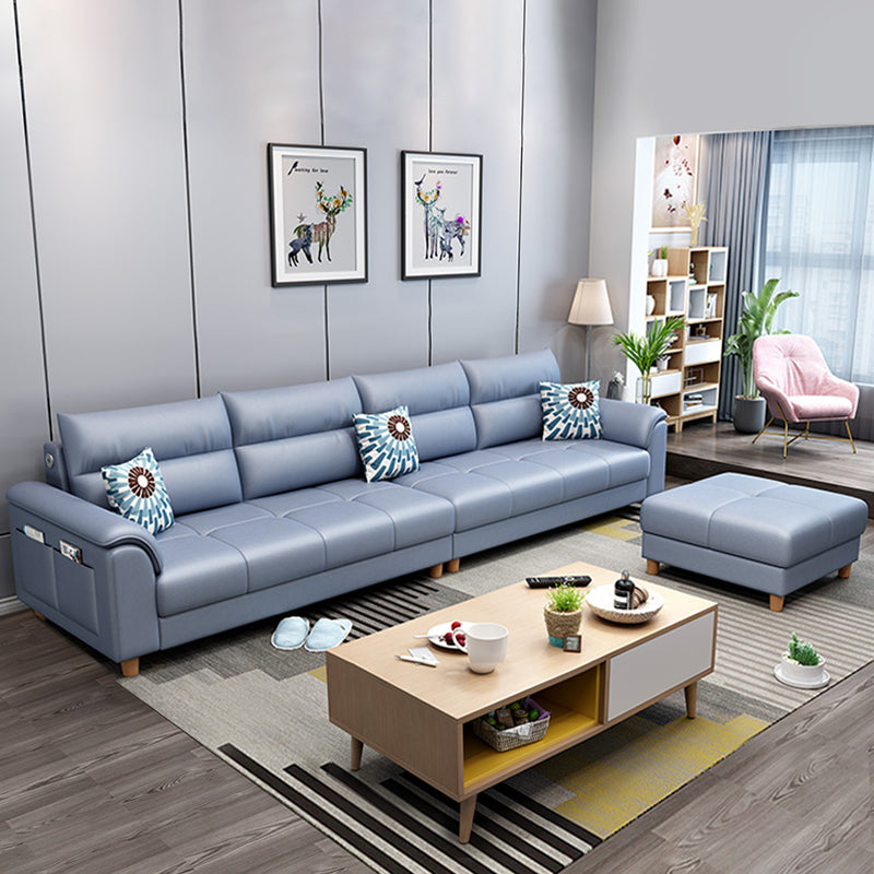 Beige Contemporary Biscuit Back Sofa 33.46"High Pillow Top Arm Sofa Clearhalo 'furn' 'furn_sofas' 'Furniture' 'furniture_sofas' 'Living Room Furniture' 'Sofa' 'sofas' 5040255