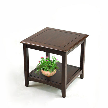 Farmhouse Brown Wood End Table, 2-Tier Side Table with Storage 21.7"L x 21.7"W x 23.6"H Square