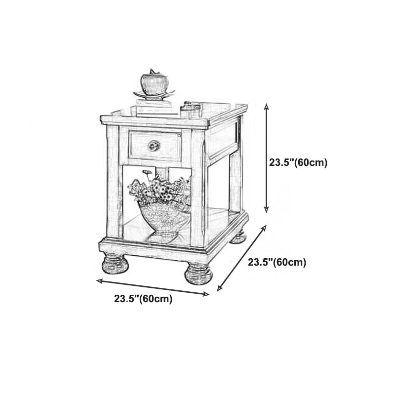 Farmhouse Brown Wood End Table, 2-Tier Side Table with Storage Clearhalo 'Coffee & Accent Tables' 'End & Side Tables' 'end_side_table' 'end_side_tables' 'furn' 'furn_end_side_tables' 'Furniture' 'furniture_end_side_table' 'Living Room Furniture' 5041605