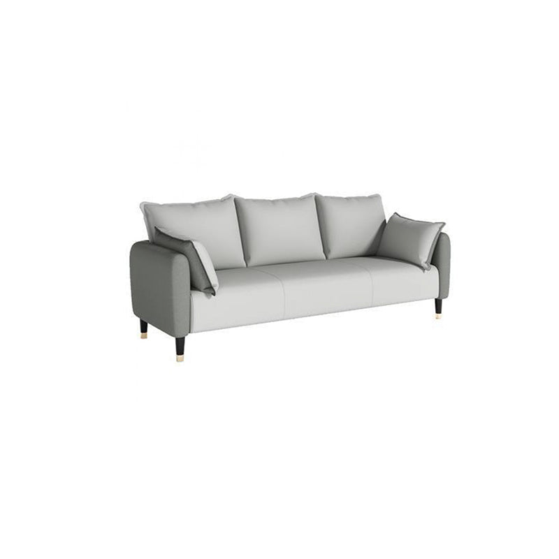 31.4" H 3 Seater Faux Leather Square Arm Sofa for Living Room Black-Gray Clearhalo 'furn' 'furn_sofas' 'Furniture' 'furniture_sofas' 'Living Room Furniture' 'Sofa' 'sofas' 5041612