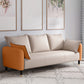 31.4" H 3 Seater Faux Leather Square Arm Sofa for Living Room 68"L x 26"W x 31.5"H White-Saffron Clearhalo 'furn' 'furn_sofas' 'Furniture' 'furniture_sofas' 'Living Room Furniture' 'Sofa' 'sofas' 5041613