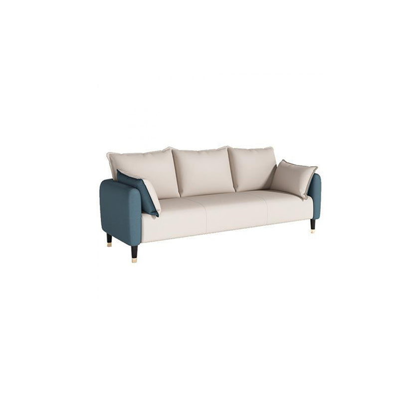 31.4" H 3 Seater Faux Leather Square Arm Sofa for Living Room Blue-White Clearhalo 'furn' 'furn_sofas' 'Furniture' 'furniture_sofas' 'Living Room Furniture' 'Sofa' 'sofas' 5041615