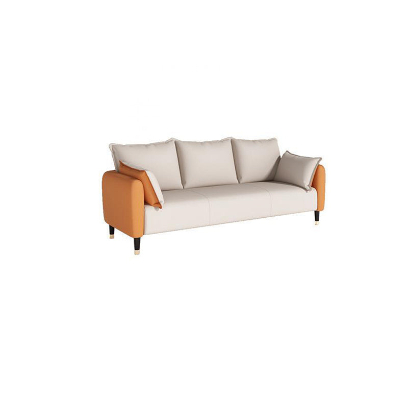 31.4" H 3 Seater Faux Leather Square Arm Sofa for Living Room 76"L x 26"W x 31.5"H White-Saffron Clearhalo 'furn' 'furn_sofas' 'Furniture' 'furniture_sofas' 'Living Room Furniture' 'Sofa' 'sofas' 5041617