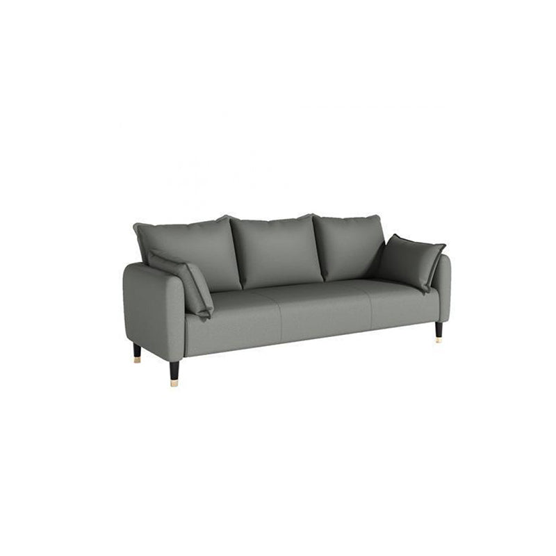31.4" H 3 Seater Faux Leather Square Arm Sofa for Living Room Dark Gray Clearhalo 'furn' 'furn_sofas' 'Furniture' 'furniture_sofas' 'Living Room Furniture' 'Sofa' 'sofas' 5041619