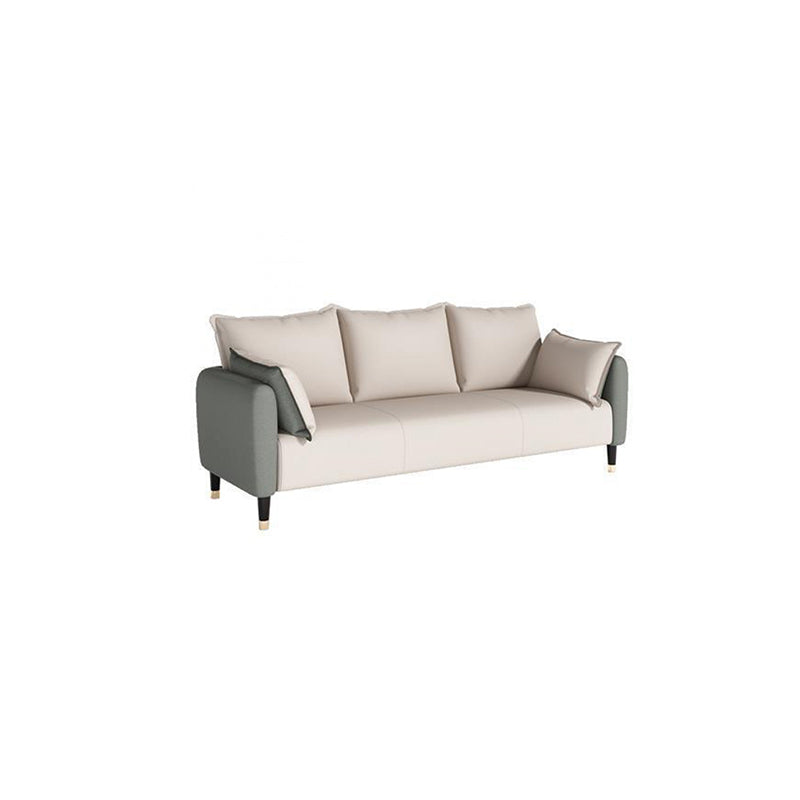 31.4" H 3 Seater Faux Leather Square Arm Sofa for Living Room Gray-White Clearhalo 'furn' 'furn_sofas' 'Furniture' 'furniture_sofas' 'Living Room Furniture' 'Sofa' 'sofas' 5041620