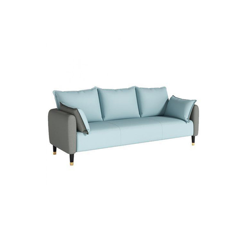 31.4" H 3 Seater Faux Leather Square Arm Sofa for Living Room Gray-Green Clearhalo 'furn' 'furn_sofas' 'Furniture' 'furniture_sofas' 'Living Room Furniture' 'Sofa' 'sofas' 5041621