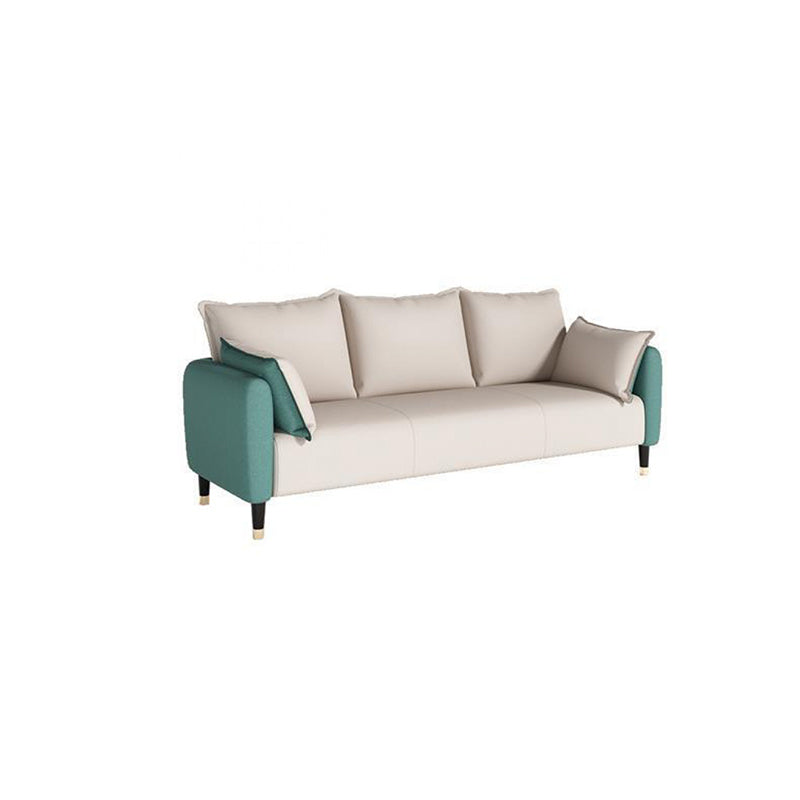 31.4" H 3 Seater Faux Leather Square Arm Sofa for Living Room Green-White Clearhalo 'furn' 'furn_sofas' 'Furniture' 'furniture_sofas' 'Living Room Furniture' 'Sofa' 'sofas' 5041625