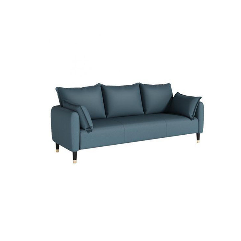 31.4" H 3 Seater Faux Leather Square Arm Sofa for Living Room Royal Blue Clearhalo 'furn' 'furn_sofas' 'Furniture' 'furniture_sofas' 'Living Room Furniture' 'Sofa' 'sofas' 5041626