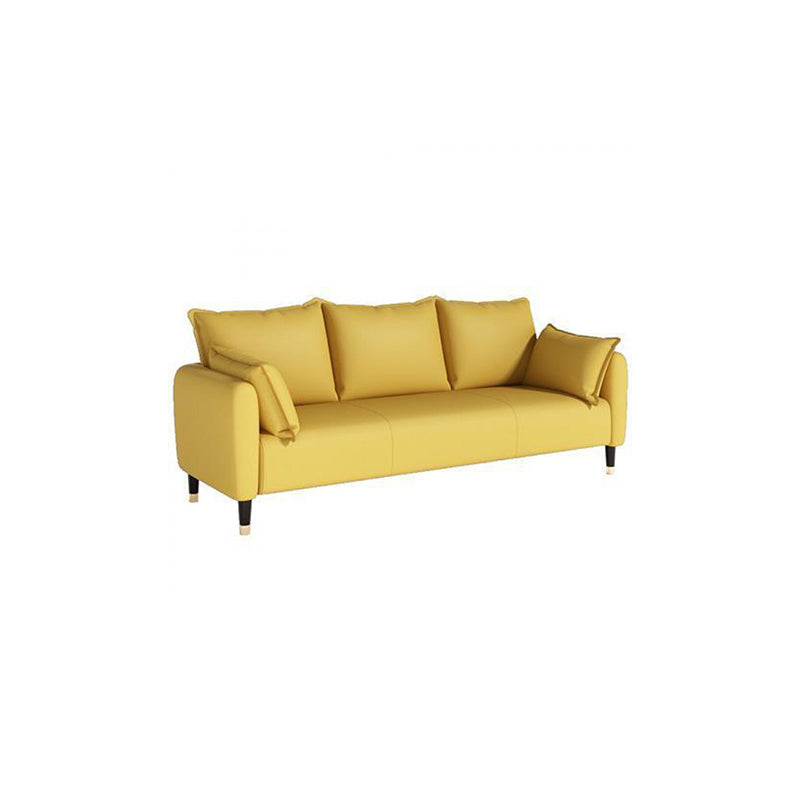 31.4" H 3 Seater Faux Leather Square Arm Sofa for Living Room Yellow Clearhalo 'furn' 'furn_sofas' 'Furniture' 'furniture_sofas' 'Living Room Furniture' 'Sofa' 'sofas' 5041627
