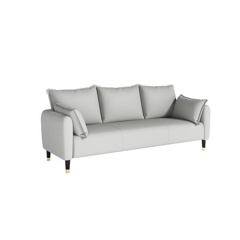 31.4" H 3 Seater Faux Leather Square Arm Sofa for Living Room Light Gray Clearhalo 'furn' 'furn_sofas' 'Furniture' 'furniture_sofas' 'Living Room Furniture' 'Sofa' 'sofas' 5041628