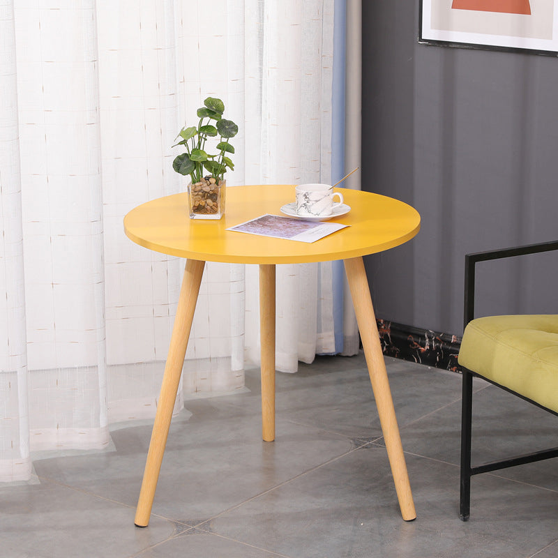 3 Legs End Table Natural/ White/ Yellow Round Wood Side End Table 23.6"L x 23.6"W x 23.6"H Yellow Clearhalo 'Coffee & Accent Tables' 'End & Side Tables' 'end_side_table' 'end_side_tables' 'furn' 'furn_end_side_tables' 'Furniture' 'furniture_end_side_table' 'Living Room Furniture' 5041640