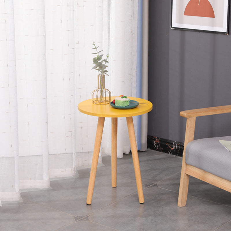 3 Legs End Table Natural/ White/ Yellow Round Wood Side End Table 16"L x 16"W x 20.5"H Yellow Clearhalo 'Coffee & Accent Tables' 'End & Side Tables' 'end_side_table' 'end_side_tables' 'furn' 'furn_end_side_tables' 'Furniture' 'furniture_end_side_table' 'Living Room Furniture' 5041642