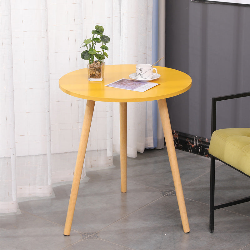 3 Legs End Table Natural/ White/ Yellow Round Wood Side End Table 23.6"L x 23.6"W x 28.3"H Yellow Clearhalo 'Coffee & Accent Tables' 'End & Side Tables' 'end_side_table' 'end_side_tables' 'furn' 'furn_end_side_tables' 'Furniture' 'furniture_end_side_table' 'Living Room Furniture' 5041658