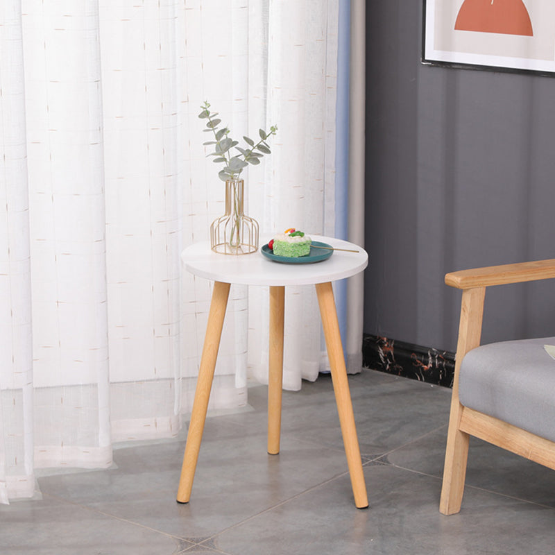3 Legs End Table Natural/ White/ Yellow Round Wood Side End Table 16"L x 16"W x 20.5"H White Clearhalo 'Coffee & Accent Tables' 'End & Side Tables' 'end_side_table' 'end_side_tables' 'furn' 'furn_end_side_tables' 'Furniture' 'furniture_end_side_table' 'Living Room Furniture' 5041659