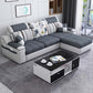 Contemporary Faux Leather/Fabric Sofa with Bolster Pillows for Living Room Gray Clearhalo 'furn' 'furn_sectionals' 'Furniture' 'furniture_sectionals' 'Living Room Furniture' 'Sectionals' 5041672