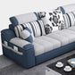 Contemporary Faux Leather/Fabric Sofa with Bolster Pillows for Living Room Clearhalo 'furn' 'furn_sectionals' 'Furniture' 'furniture_sectionals' 'Living Room Furniture' 'Sectionals' 5041677