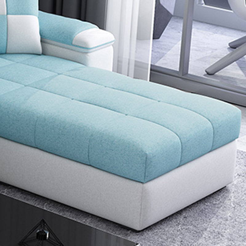 Contemporary Faux Leather/Fabric Sofa with Bolster Pillows for Living Room Clearhalo 'furn' 'furn_sectionals' 'Furniture' 'furniture_sectionals' 'Living Room Furniture' 'Sectionals' 5041682