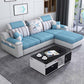 Contemporary Faux Leather/Fabric Sofa with Bolster Pillows for Living Room Sky Blue Clearhalo 'furn' 'furn_sectionals' 'Furniture' 'furniture_sectionals' 'Living Room Furniture' 'Sectionals' 5041685