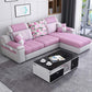 Contemporary Faux Leather/Fabric Sofa with Bolster Pillows for Living Room Pink Clearhalo 'furn' 'furn_sectionals' 'Furniture' 'furniture_sectionals' 'Living Room Furniture' 'Sectionals' 5041686