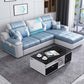 Contemporary Faux Leather/Fabric Sofa with Bolster Pillows for Living Room Blue White Clearhalo 'furn' 'furn_sectionals' 'Furniture' 'furniture_sectionals' 'Living Room Furniture' 'Sectionals' 5041687