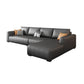 Square Arm Dark Gray Removable Cushions Modern Faux Leather Sofa 138"L x 67"W x 35"H Latex Clearhalo 'furn' 'furn_sectionals' 'Furniture' 'furniture_sectionals' 'Living Room Furniture' 'Sectionals' 5041695