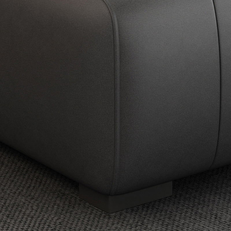 Square Arm Dark Gray Removable Cushions Modern Faux Leather Sofa Clearhalo 'furn' 'furn_sectionals' 'Furniture' 'furniture_sectionals' 'Living Room Furniture' 'Sectionals' 5041699