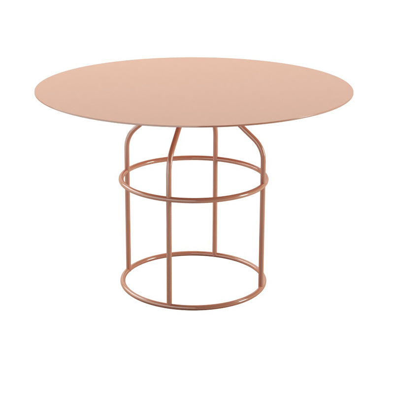 Frame Shaped Base Design Cocktail Table Multi-color Selection of Metal Round Coffee Table 24"L x 24"W x 16"H Light Pink Clearhalo 'Coffee & Accent Tables' 'Coffee Tables' 'coffee_tables' 'furn' 'furn_coffee_tables' 'Furniture' 'furniture_coffee_tables' 'Living Room Furniture' 5041709