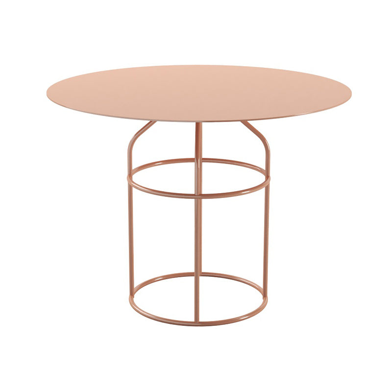 Frame Shaped Base Design Cocktail Table Multi-color Selection of Metal Round Coffee Table 24"L x 24"W x 18"H Light Pink Clearhalo 'Coffee & Accent Tables' 'Coffee Tables' 'coffee_tables' 'furn' 'furn_coffee_tables' 'Furniture' 'furniture_coffee_tables' 'Living Room Furniture' 5041715