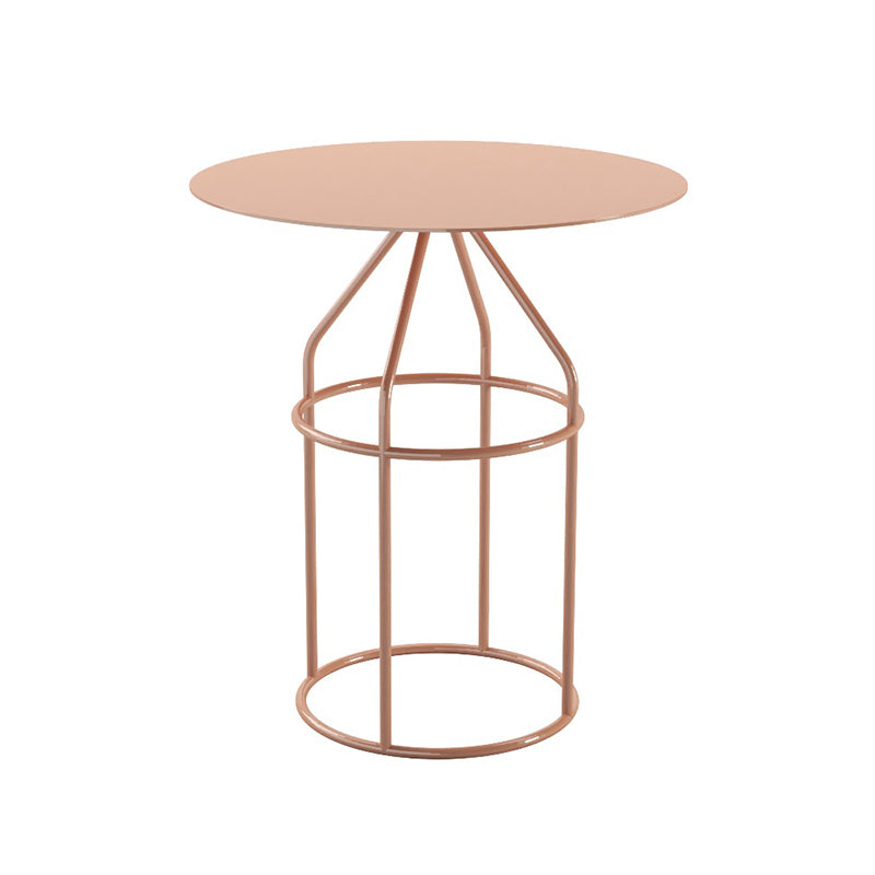 Frame Shaped Base Design Cocktail Table Multi-color Selection of Metal Round Coffee Table 16.5"L x 16.5"W x 19"H Light Pink Clearhalo 'Coffee & Accent Tables' 'Coffee Tables' 'coffee_tables' 'furn' 'furn_coffee_tables' 'Furniture' 'furniture_coffee_tables' 'Living Room Furniture' 5041722