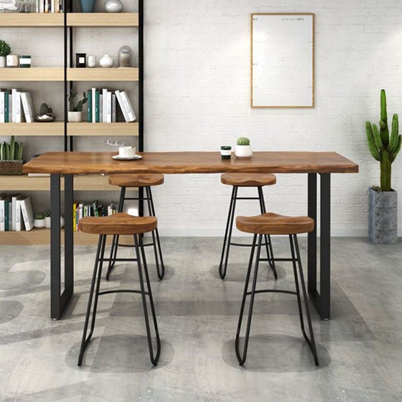 Restaurant Rectangle Wood Top Counter Table Industrial Style Bar Table 55.1"L x 15.7"W x 41.3"H Without Chairs Clearhalo 'Bar Furniture' 'Bar Tables' 'bar_tables' 'furn' 'furn_bar_tables' 'Furniture' 'furniture_bar_tables' 'Kitchen & Dining Furniture' 5041783