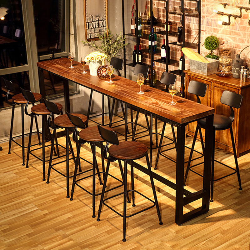 Rectangle Counter Wine Table Footrest Wood Industrial Cocktail Bar Table for Coffee Shop 70.9"L x 15.7"W x 41.3"H Without Chairs Clearhalo 'Bar Furniture' 'Bar Tables' 'bar_tables' 'furn' 'furn_bar_tables' 'Furniture' 'furniture_bar_tables' 'Kitchen & Dining Furniture' 5041818