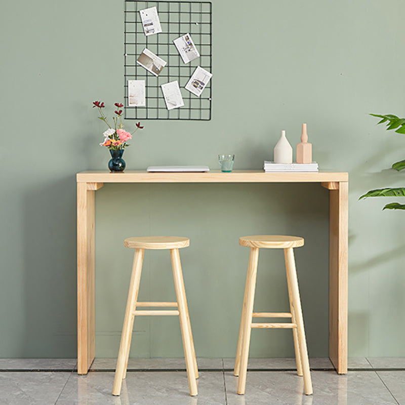 Modern Solid Wood Counter Wine Table Rectangle Fixed Table Indoor Patio Bar Table 47.2"L x 15.7"W x 41.3"H Natural Without Chairs Clearhalo 'Bar Furniture' 'Bar Tables' 'bar_tables' 'furn' 'furn_bar_tables' 'Furniture' 'furniture_bar_tables' 'Kitchen & Dining Furniture' 5041838