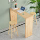Modern Solid Wood Counter Wine Table Rectangle Fixed Table Indoor Patio Bar Table 55.1"L x 15.7"W x 41.3"H Natural Without Chairs Clearhalo 'Bar Furniture' 'Bar Tables' 'bar_tables' 'furn' 'furn_bar_tables' 'Furniture' 'furniture_bar_tables' 'Kitchen & Dining Furniture' 5041839