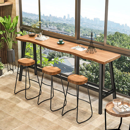 Living Room Modern Patio Bar Table Solid Wood Natural Footrest Bistro Bar Desk 47.2"L x 17.7"W x 41.3"H Without Chairs Clearhalo 'Bar Furniture' 'Bar Tables' 'bar_tables' 'furn' 'furn_bar_tables' 'Furniture' 'furniture_bar_tables' 'Kitchen & Dining Furniture' 5041855