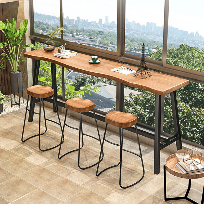 Living Room Modern Patio Bar Table Solid Wood Natural Footrest Bistro Bar Desk Clearhalo 'Bar Furniture' 'Bar Tables' 'bar_tables' 'furn' 'furn_bar_tables' 'Furniture' 'furniture_bar_tables' 'Kitchen & Dining Furniture' 5041864