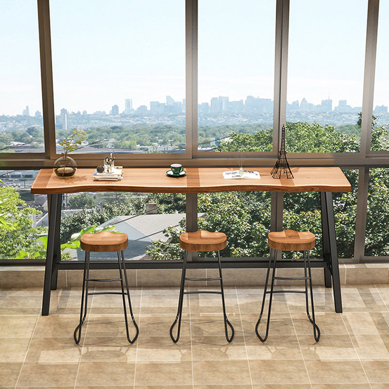 Living Room Modern Patio Bar Table Solid Wood Natural Footrest Bistro Bar Desk Clearhalo 'Bar Furniture' 'Bar Tables' 'bar_tables' 'furn' 'furn_bar_tables' 'Furniture' 'furniture_bar_tables' 'Kitchen & Dining Furniture' 5041866