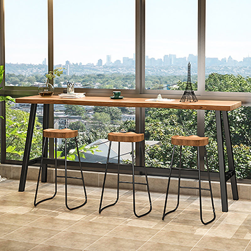 Living Room Modern Patio Bar Table Solid Wood Natural Footrest Bistro Bar Desk Clearhalo 'Bar Furniture' 'Bar Tables' 'bar_tables' 'furn' 'furn_bar_tables' 'Furniture' 'furniture_bar_tables' 'Kitchen & Dining Furniture' 5041867