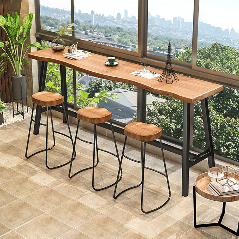 Living Room Modern Patio Bar Table Solid Wood Natural Footrest Bistro Bar Desk Clearhalo 'Bar Furniture' 'Bar Tables' 'bar_tables' 'furn' 'furn_bar_tables' 'Furniture' 'furniture_bar_tables' 'Kitchen & Dining Furniture' 5041868