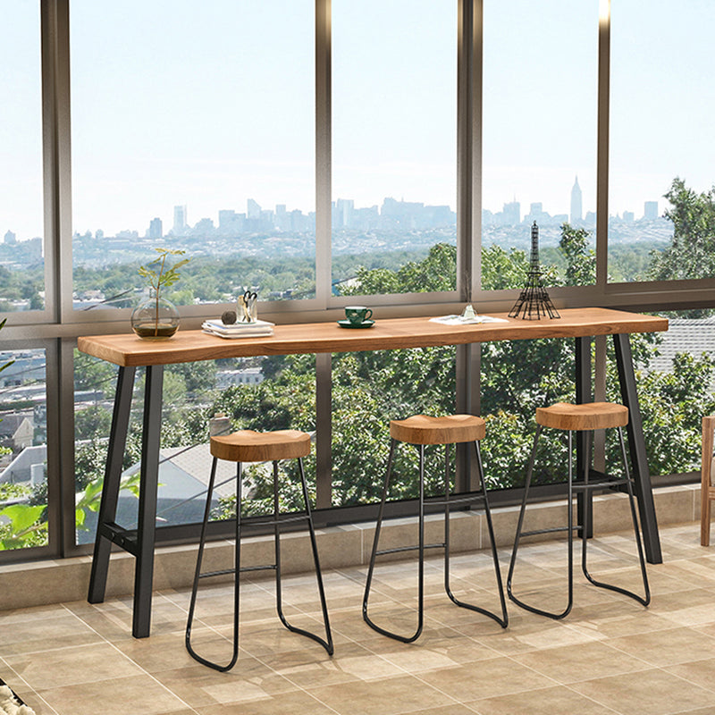 Living Room Modern Patio Bar Table Solid Wood Natural Footrest Bistro Bar Desk Clearhalo 'Bar Furniture' 'Bar Tables' 'bar_tables' 'furn' 'furn_bar_tables' 'Furniture' 'furniture_bar_tables' 'Kitchen & Dining Furniture' 5041869