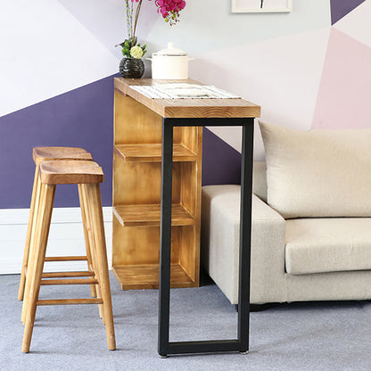 Modern Bar Wine Table with Storage Indoor Rectangle Counter Height Table in Natural 39.4"L x 17.7"W x 41.3"H Without Chairs Clearhalo 'Bar Furniture' 'Bar Tables' 'bar_tables' 'furn' 'furn_bar_tables' 'Furniture' 'furniture_bar_tables' 'Kitchen & Dining Furniture' 5041881